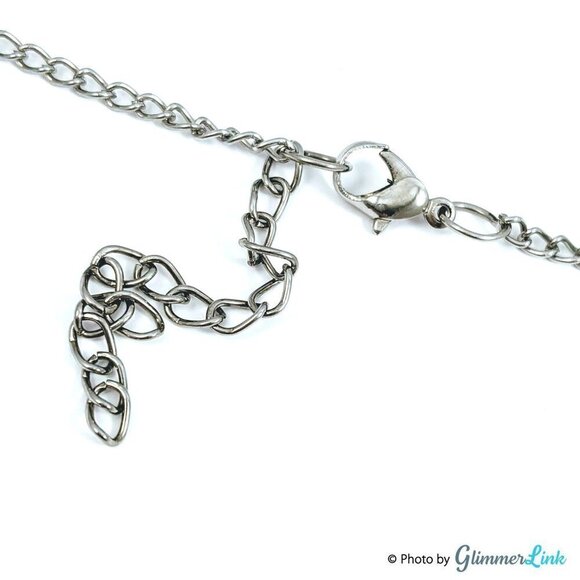 Blue & Silver Tone Slide Beads Statement Necklace - Picture 6 of 7